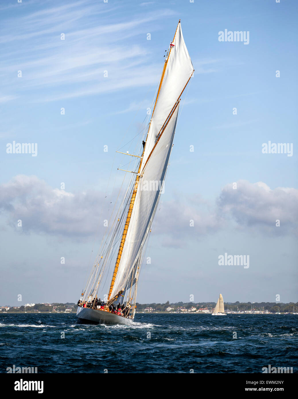 UK. 27th June, 2015. Classic Schooner 'Eleanora' built only in 2000, taking part in the 2015 Round the Island Race Credit:  Niall Ferguson/Alamy Live News Stock Photo