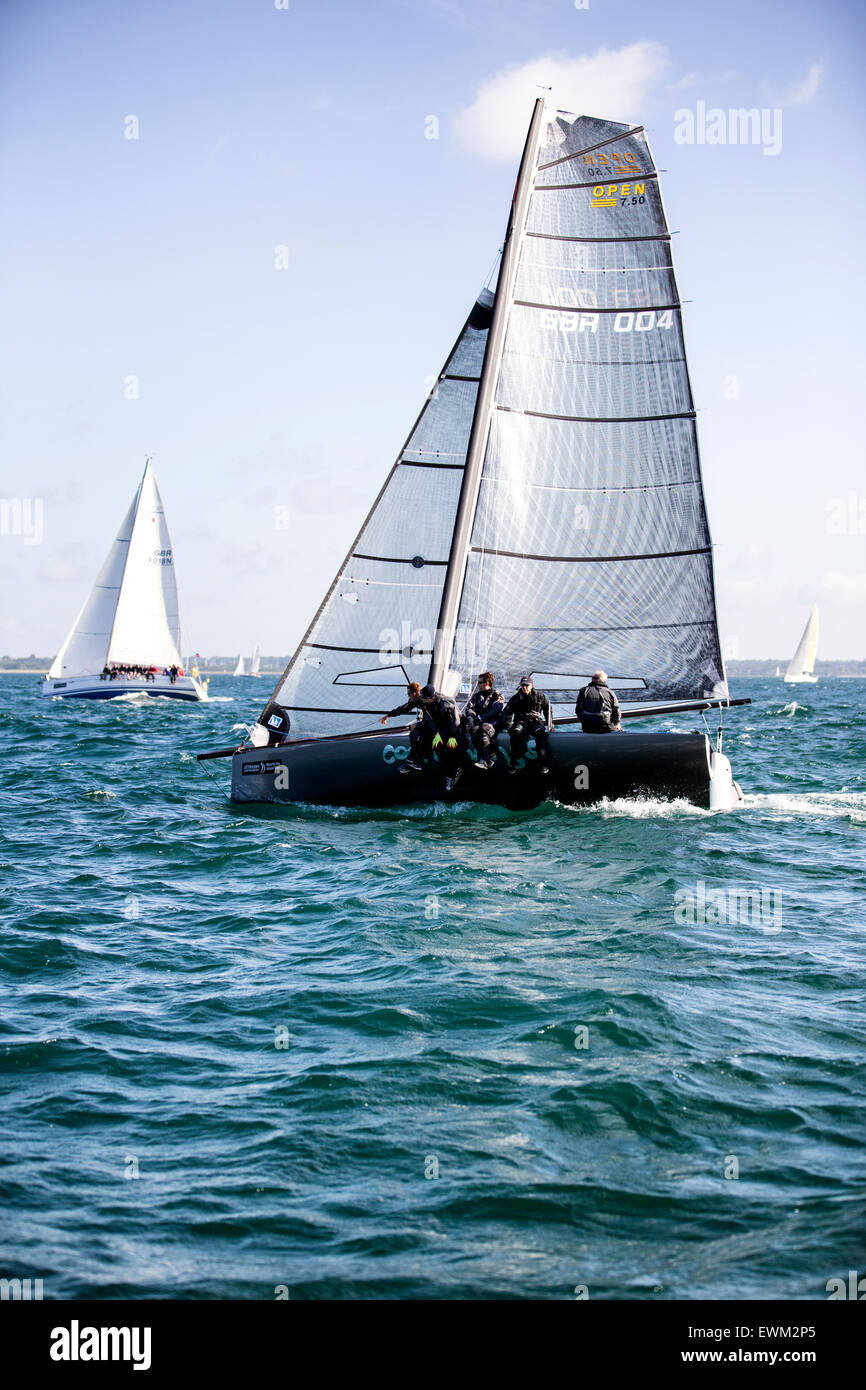 UK. 27th June, 2015. Open 7.5 BGR 004 'Cool Running' taking part in the 2015 Round the Island Race Credit:  Niall Ferguson/Alamy Live News Stock Photo