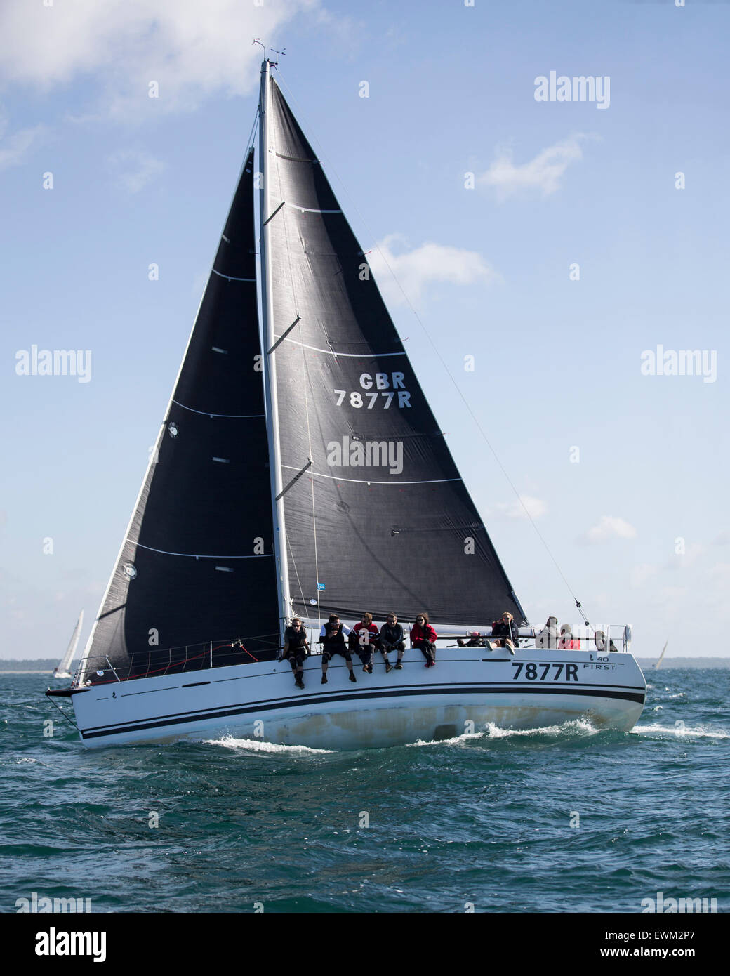 UK. 27th June, 2015. Beneteau First 40 GBR 7877R in the 2015 Round the Island Race Credit:  Niall Ferguson/Alamy Live News Stock Photo