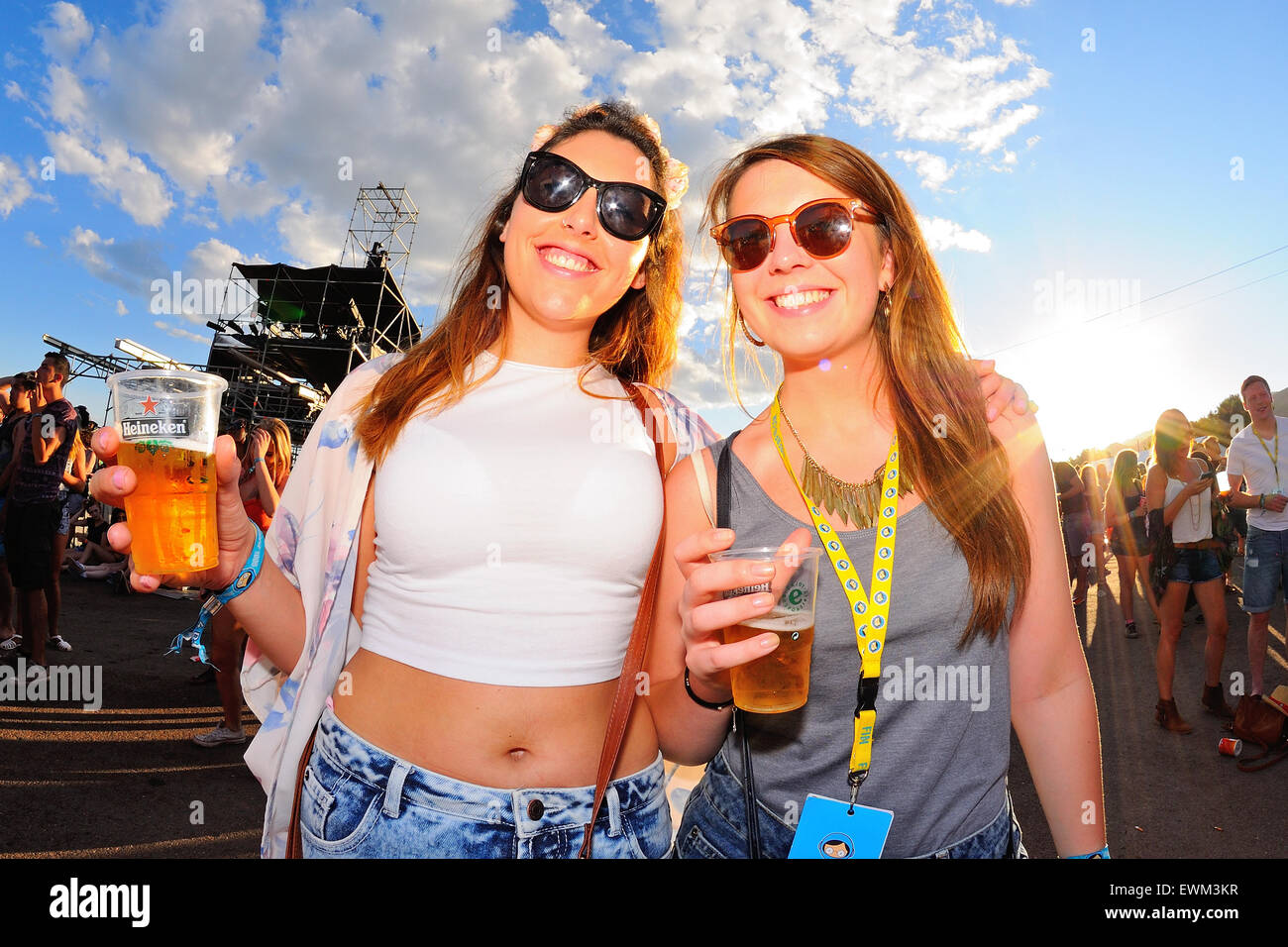 BENICASSIM, SPAIN - JULY 20: Crowd in a concert at FIB Festival on July 20, 2014 in Benicassim, Spain. Stock Photo