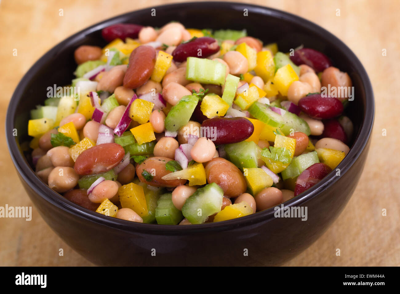 healthy mixed beans and vegetables salad bowl Stock Photo