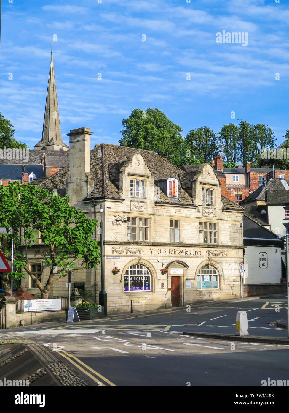 The view of Stroud coming from Gloucester. Stock Photo