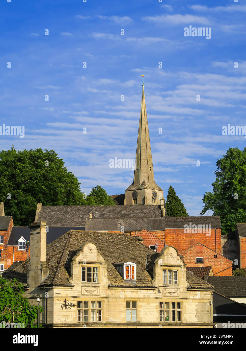 St Lawrence church spire in the centre of Stroud in Gloucestershire,uk Stock Photo