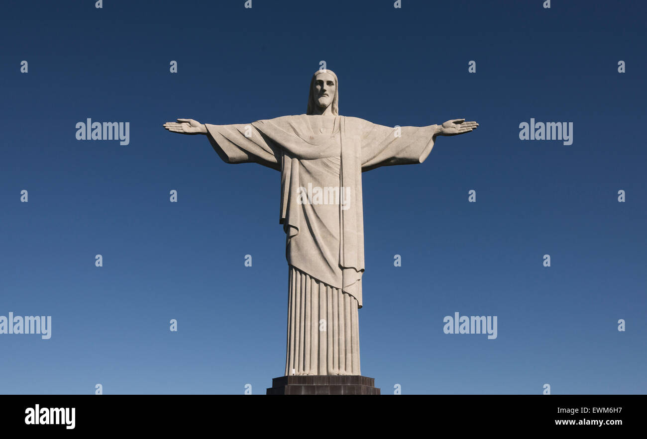 The statue of Christ the Redeemer (Cristo Rendentor) atop Mount Corcovado is seen in Rio de Janeiro, Brazil Stock Photo
