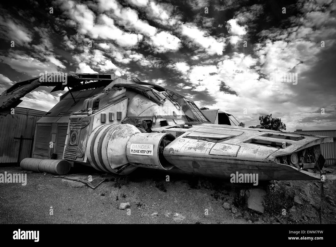 There's a reconstructed 'Star Wars' spaceship at Coober pedy South Australia Stock Photo