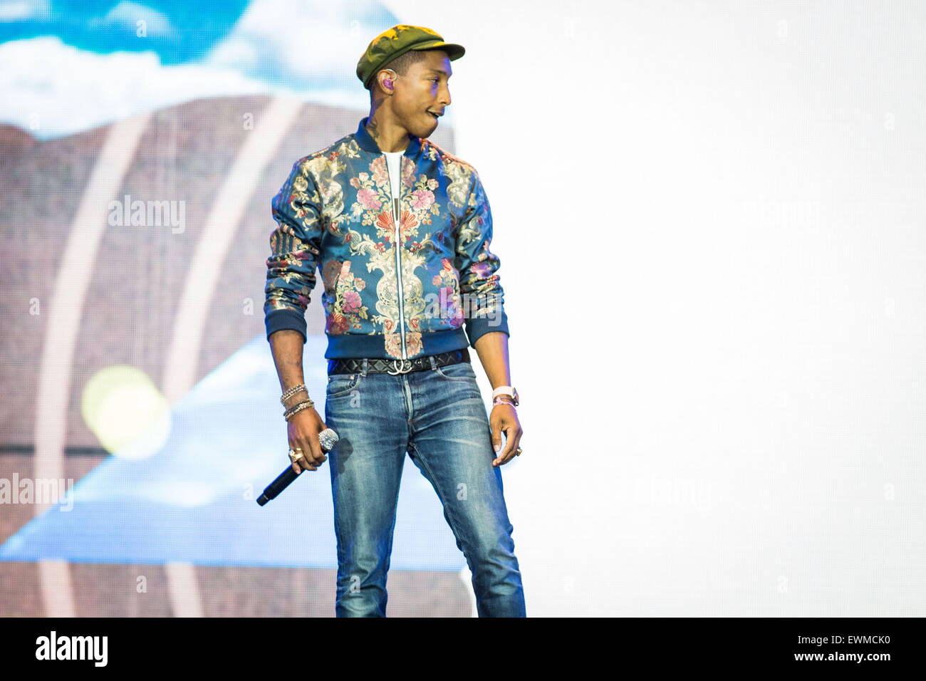 Pharrell Williams performs live at Pinkpop Festival 2015 in Netherlands © Roberto Finizio / Alamy News Stock Photo