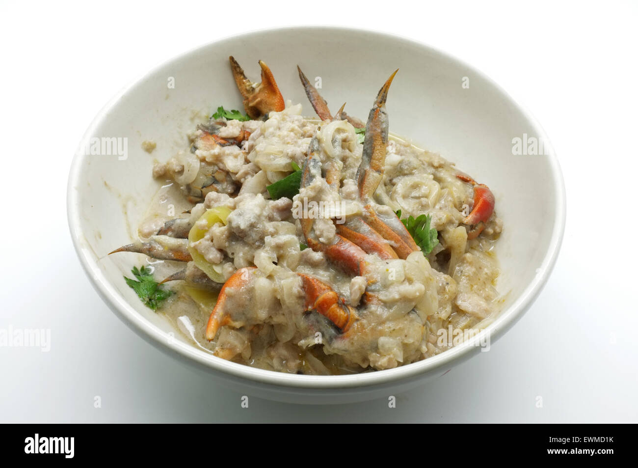 Crab stew Crap curd dip Simmer chili crab Thai food Stock Photo Alamy