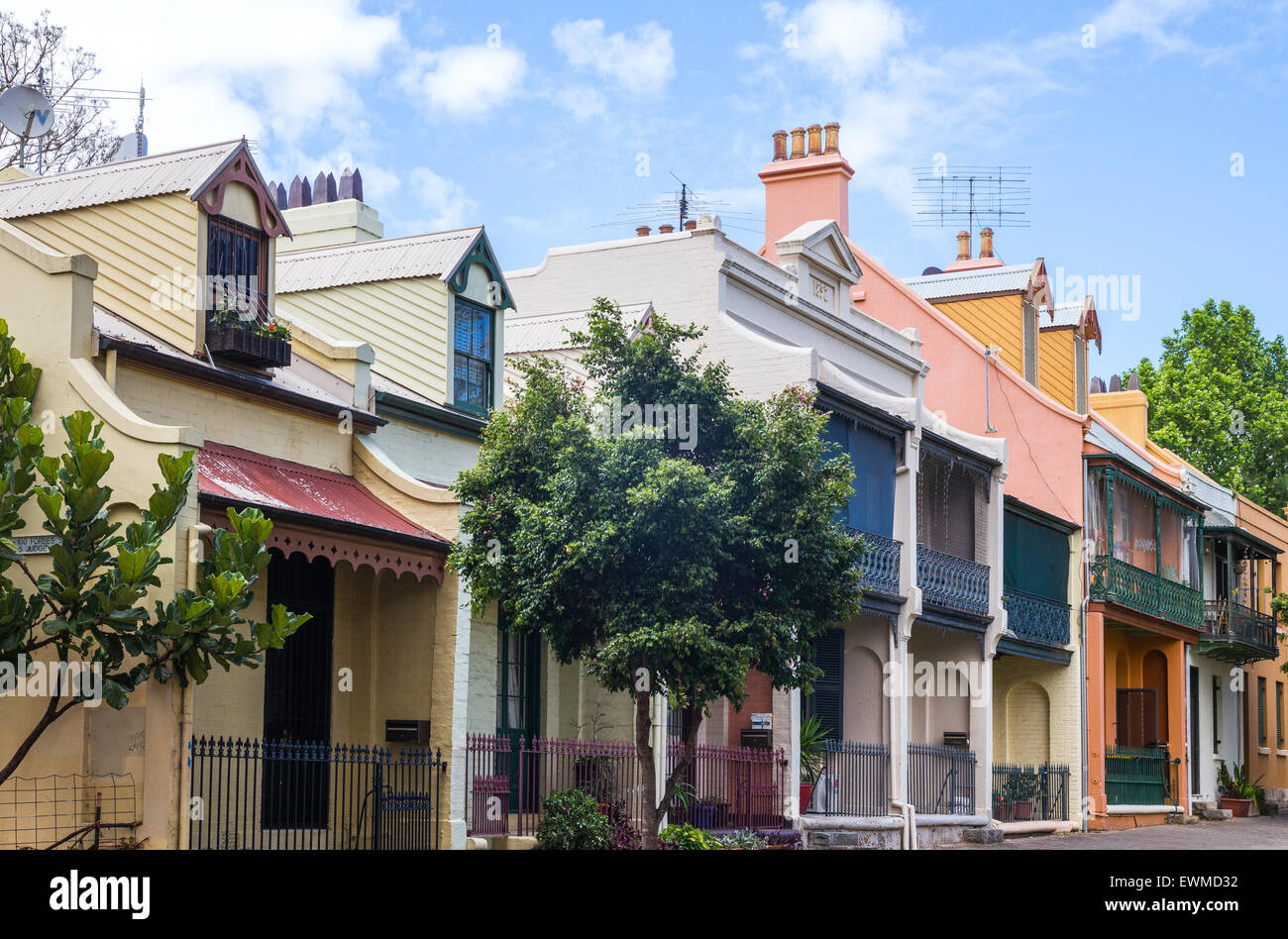 Australia, Sydney, the traditional houses of Forbes Street Stock Photo