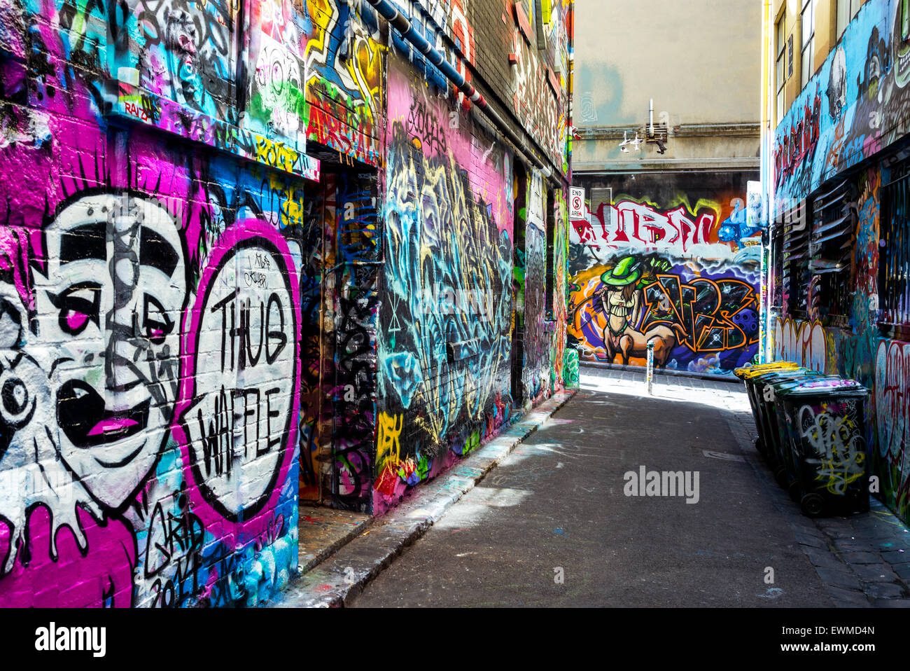 Australia, Melbourne, murals graffiti in the famous Hosier Lane in the city center Stock Photo