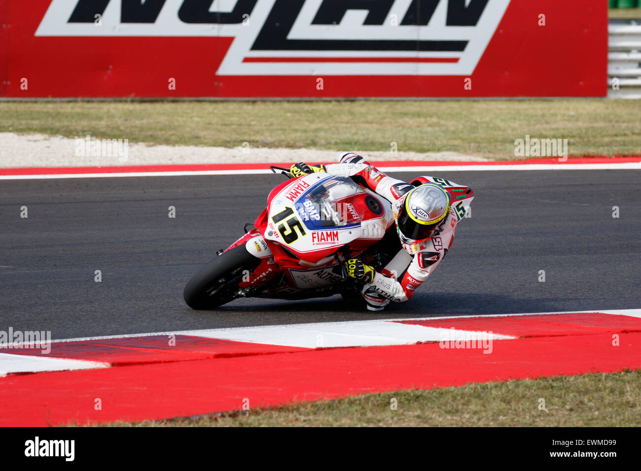 Misano Adriatico, Italy - June 21, 2015: Ducati Panigale R of Althea Racing Team, driven by BAIOCCO Matteo Stock Photo