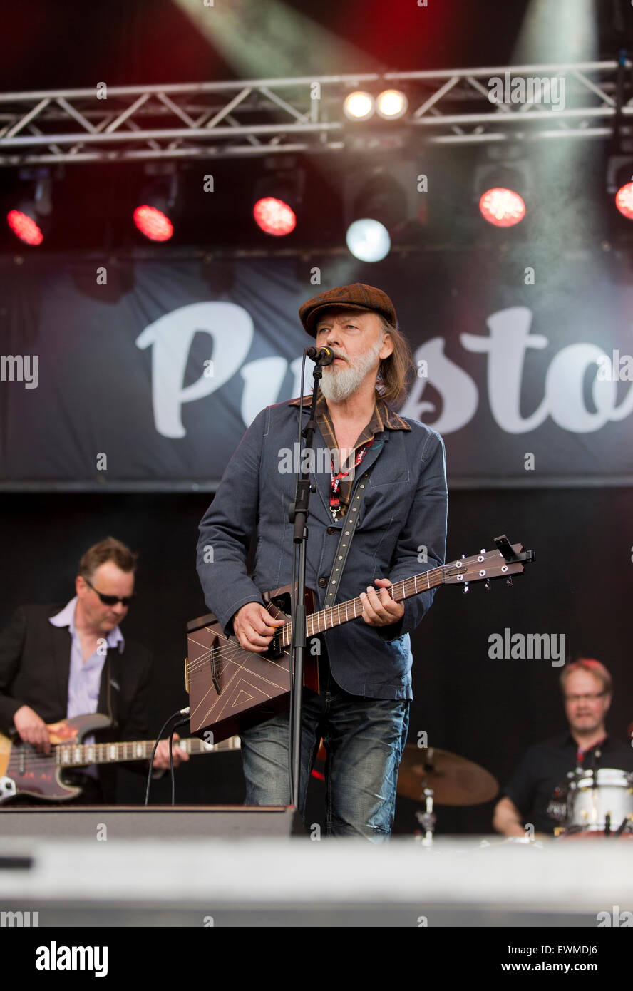 Jarvenpaa, Finland, 27th of June, 2015. Hoedown with Judge Bone feat. Jukka Gustavson (FIN) playing at Puistoblues aka Lake Side Blues Festival. Hoedown is a 7-piece musical powerhouse, which has kept true to their origins. These are a natural and free mix of american roots music: country, rock, folk and blues. Credit:  Aija Lehtonen/17�Թ����� Live News Stock Photo