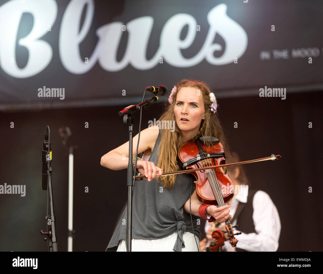 Jarvenpaa, Finland, 27th of June, 2015. Hoedown with Judge Bone feat. Jukka Gustavson (FIN) playing at Puistoblues aka Lake Side Blues Festival. Hoedown is a 7-piece musical powerhouse, which has kept true to their origins. These are a natural and free mix of american roots music: country, rock, folk and blues. Credit:  Aija Lehtonen/17�Թ����� Live News Stock Photo