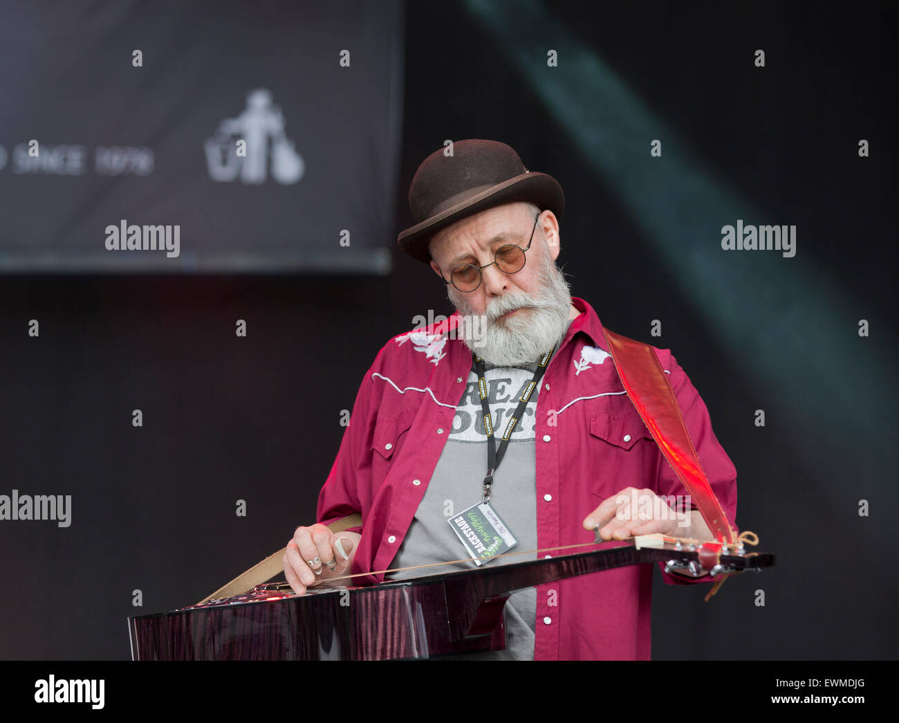 Jarvenpaa, Finland, 27th of June, 2015. Hoedown with Judge Bone feat. Jukka Gustavson (FIN) playing at Puistoblues aka Lake Side Blues Festival. Hoedown is a 7-piece musical powerhouse, which has kept true to their origins. These are a natural and free mix of american roots music: country, rock, folk and blues. Credit:  Aija Lehtonen/17�Թ����� Live News Stock Photo