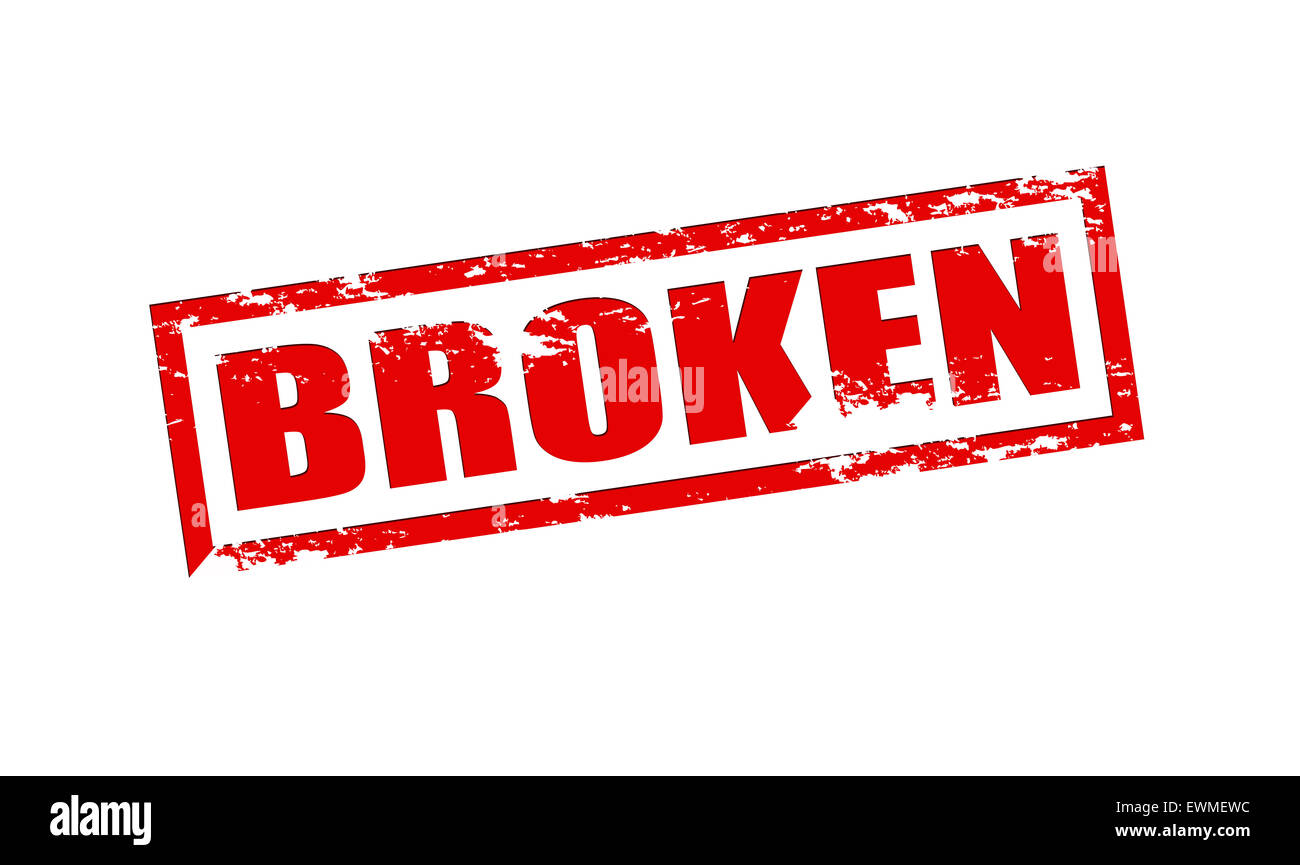 Rubber stamp with word broken inside, illustration Stock Photo Alamy