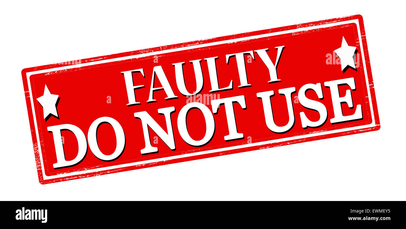 Rubber stamp with text faulty do not use inside, illustration Stock Photo
