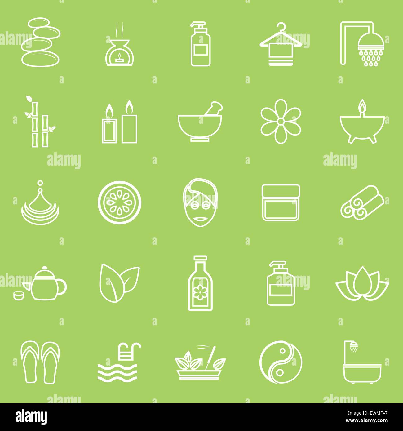 Spa line icons on green background, stock vector Stock Vector Image ...