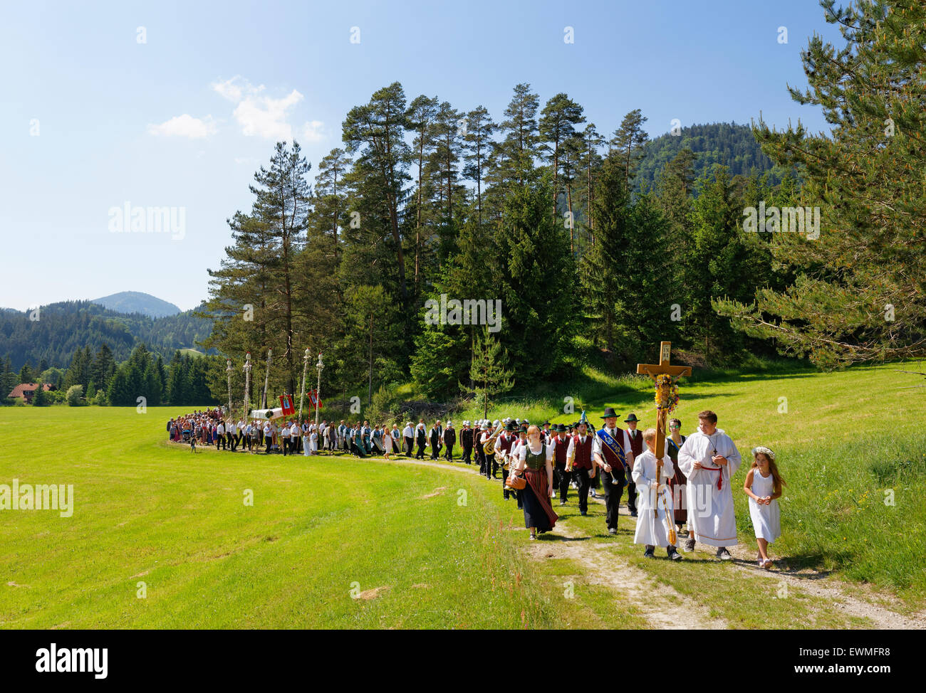 Corpus Christi procession, Rohr im Gebirge, industrial district, Lower Austria, Austria Stock Photo