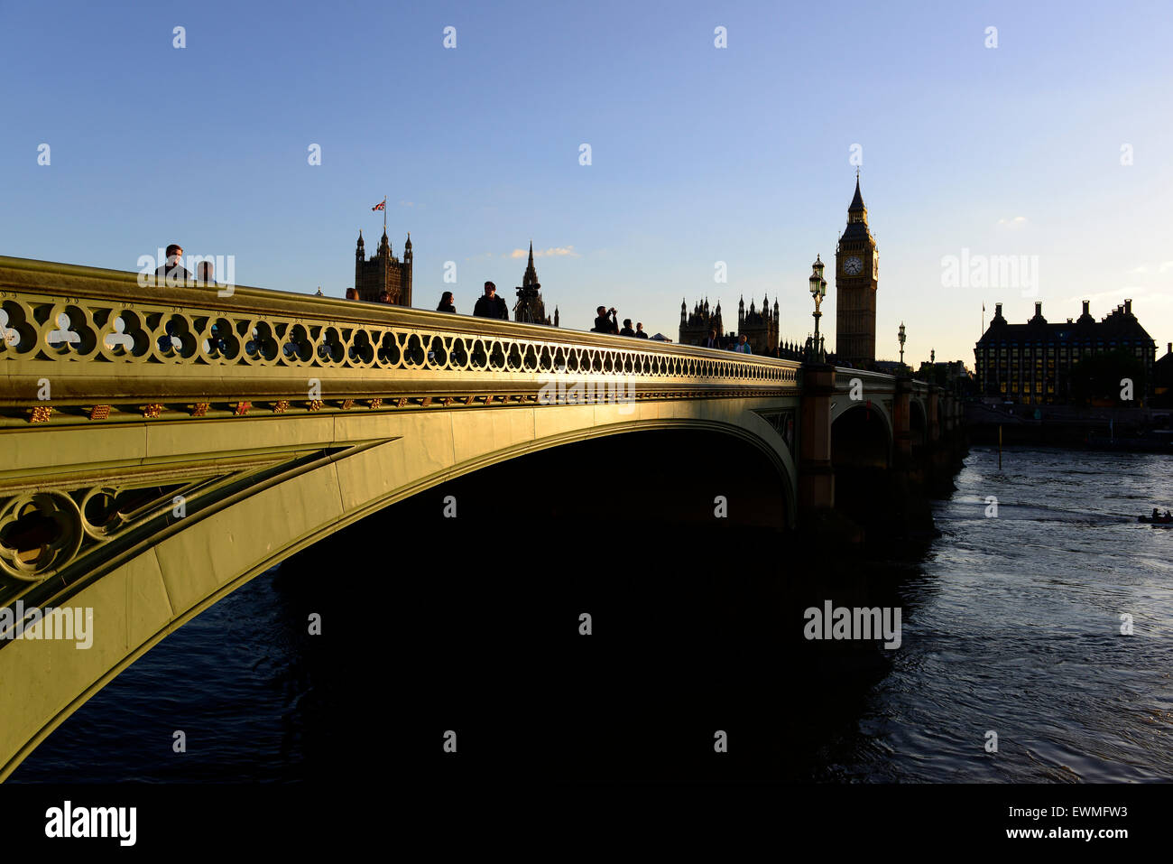 Big Ben and Houses of Parliament, Westminster Bridge, London, England, United Kingdom Stock Photo
