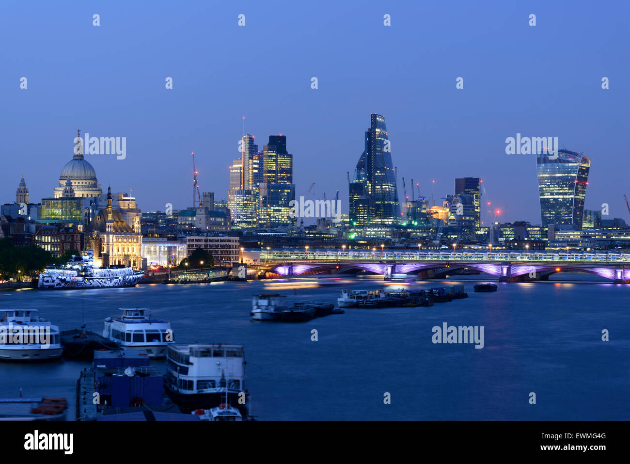 City centre with St. Paul's Cathedral and modern skyscrapers, Thames, London, England, United Kingdom Stock Photo