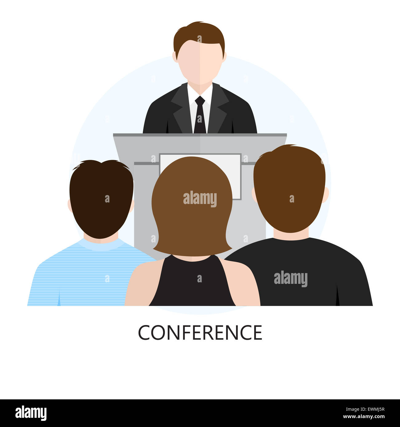Conference Icon Flat Design Concept Isolated on White Background Stock Photo