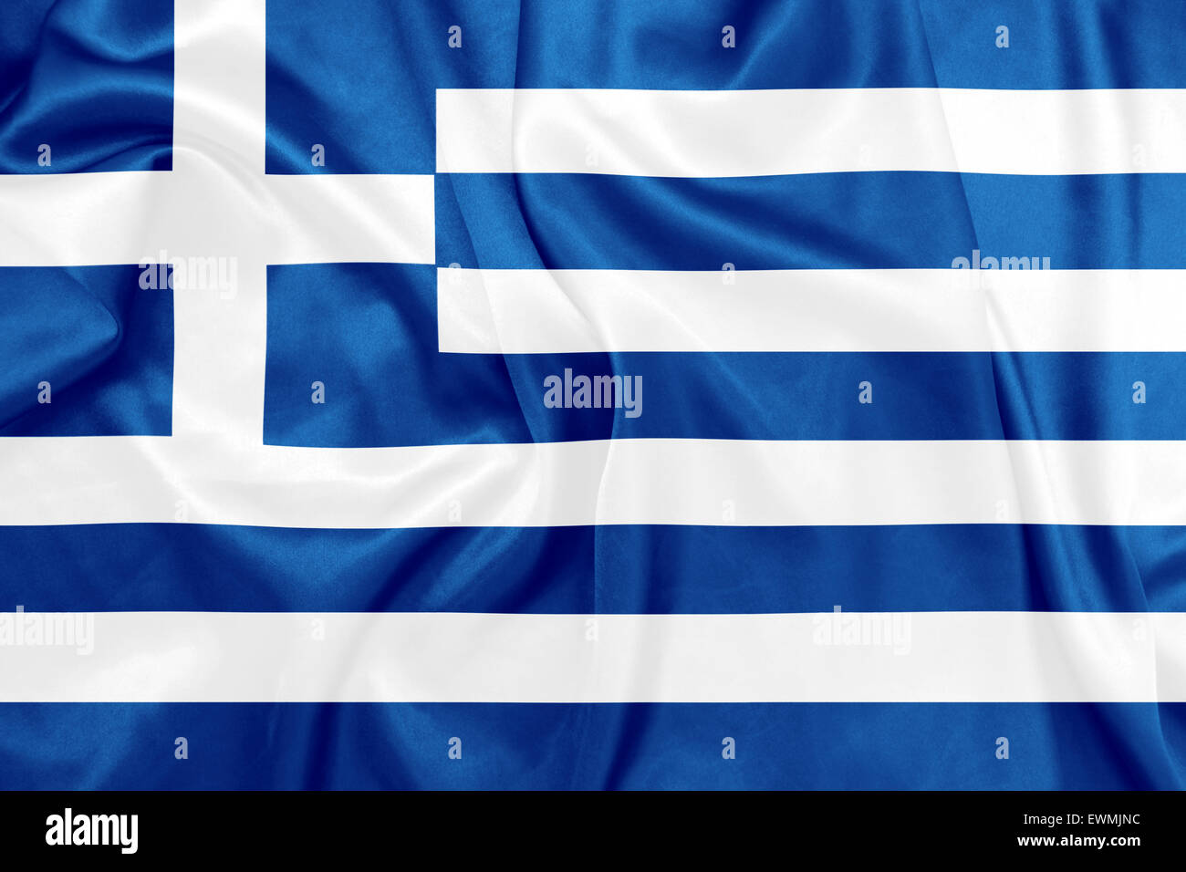 Greece  National flag on silk texture Stock Photo