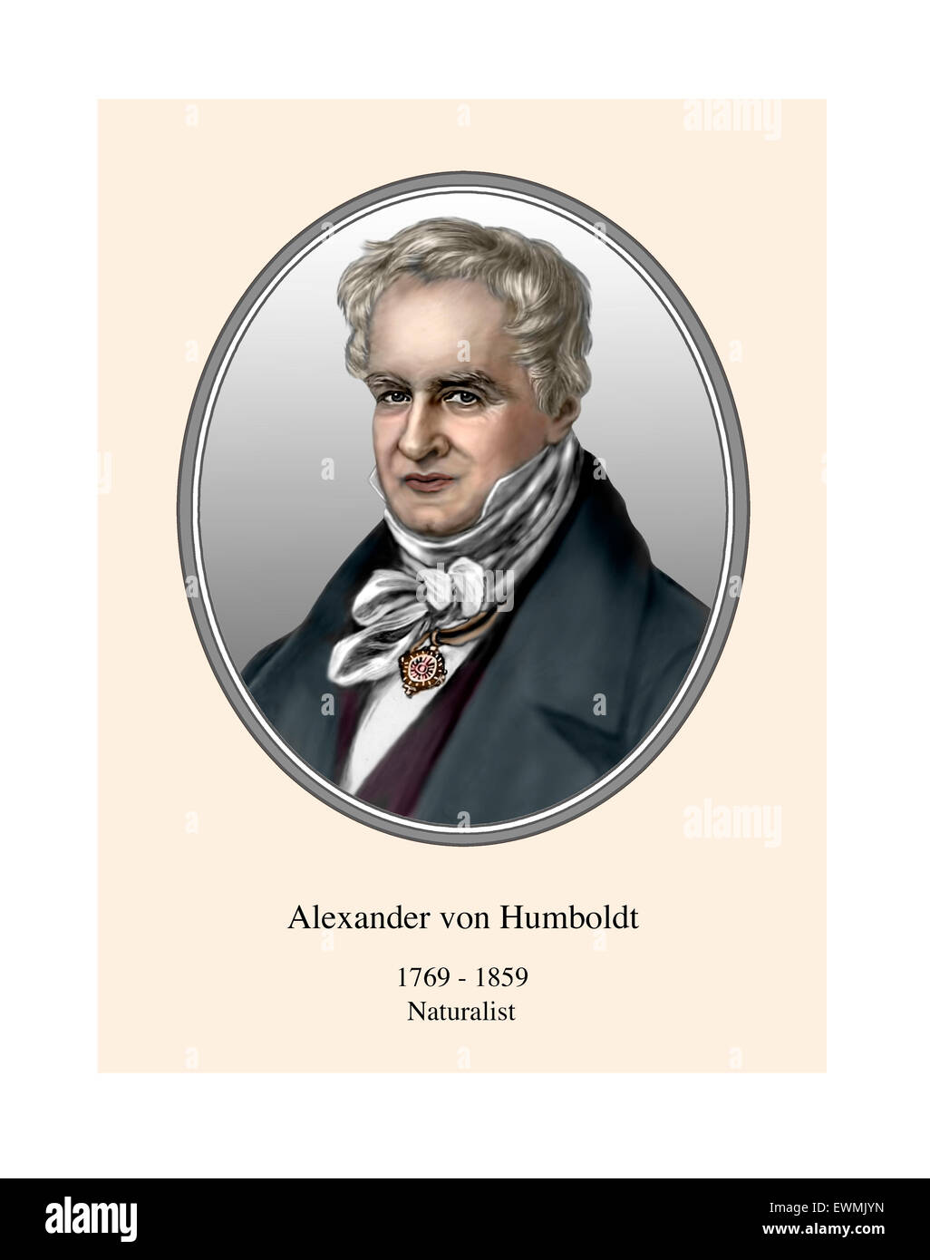 Alexander von Humboldt Portrait Modern Illustration Stock Photo
