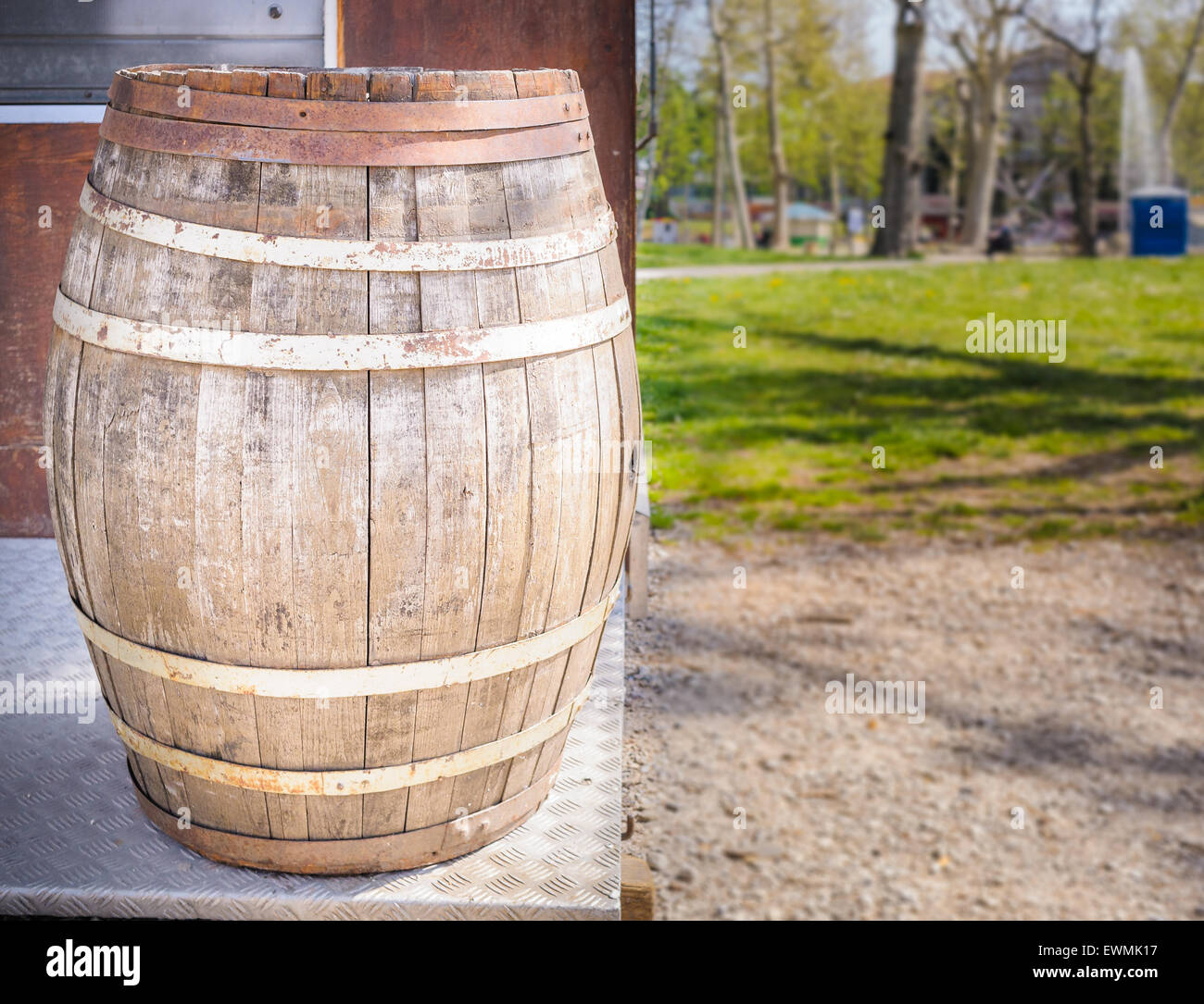 Old wine barrel, with space for text Stock Photo
