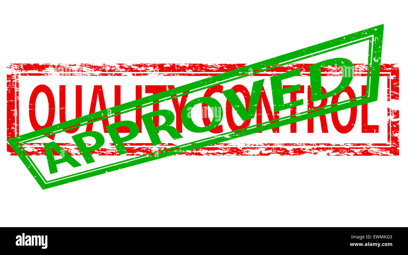 Stamp with text quality control approved inside, illustration Stock