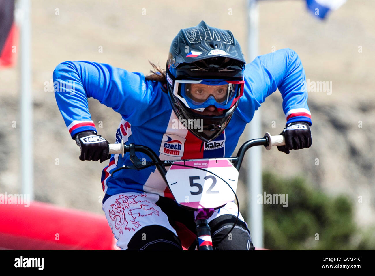 Aneta Hladikova of Czech Republic competes to win bronze medal in Women's BMX cycling at the Baku 2015 1st European Games in Baku, Azerbaijan, June 28, 2015. (CTK Photo/David Tanecek) Stock Photo