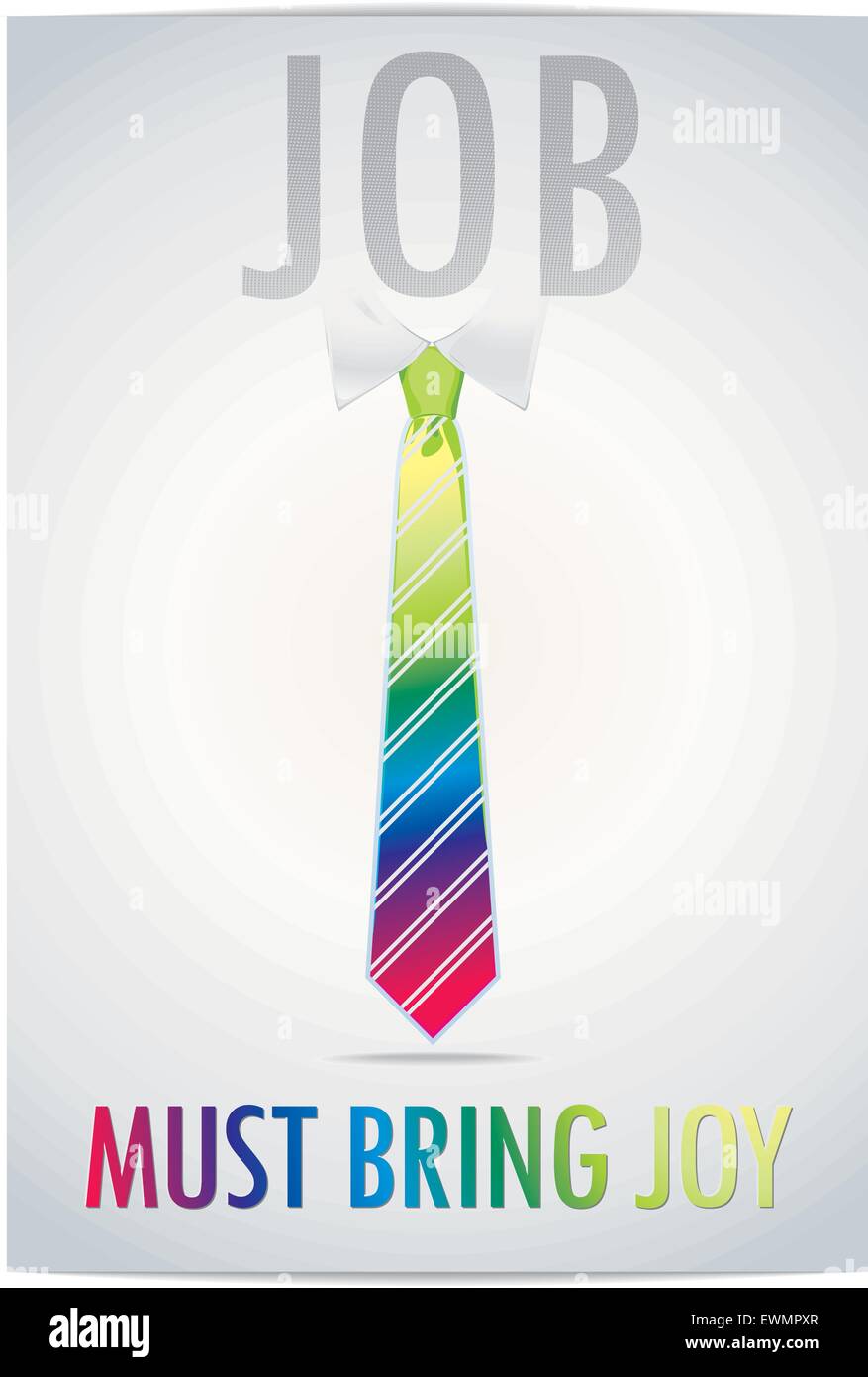 Cheerful multi-colored tie on a gray background with text about your work Stock Vector