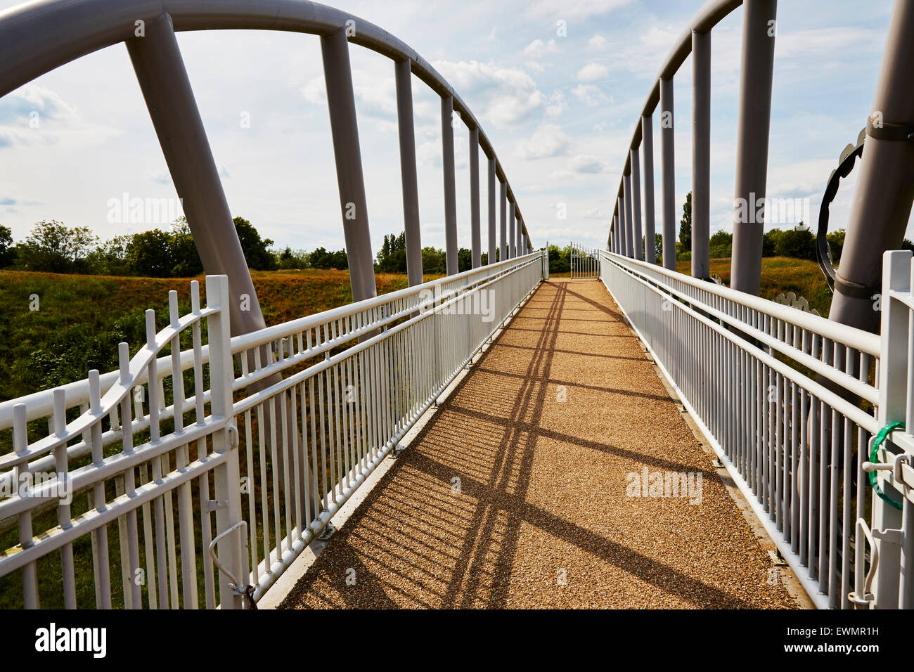 Pedestrian bridge at Sconce and Devon Park, Newark-on-Trent, Nottinghamshire, England, UK. Stock Photo