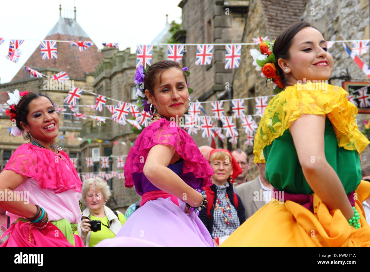 Members of Latin American dance group, Son de America perform at the Bakewell International Day of Dance, Bakewell, England UK Stock Photo