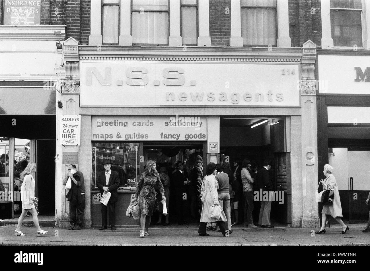 NSS Newsagents, Earls Court, London, 11th September 1971. Stock Photo