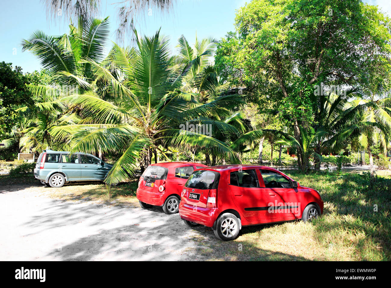 Car parking on the beach Anse Lazio Stock Photo Alamy