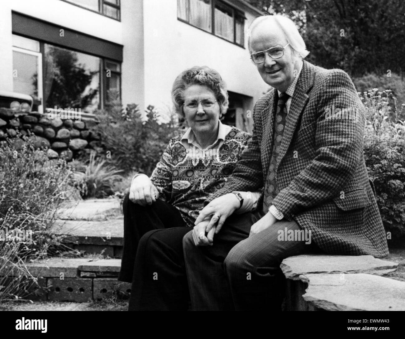 Gwynfor Evans with his wife Rhiannon at their Llangadog home. 17th September 1980. Stock Photo