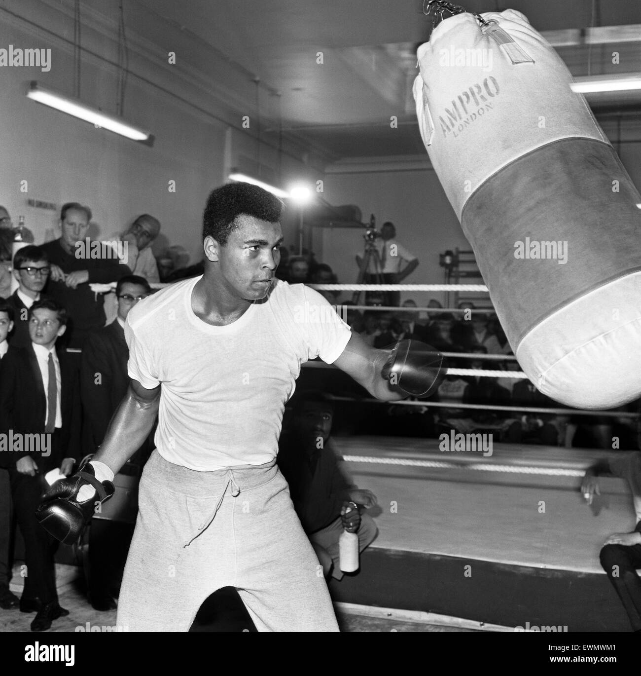 Cassius Clay later to become Muhammad Ali training for his upcoming fight with Brain London in England. 1st August 1966 Stock Photo