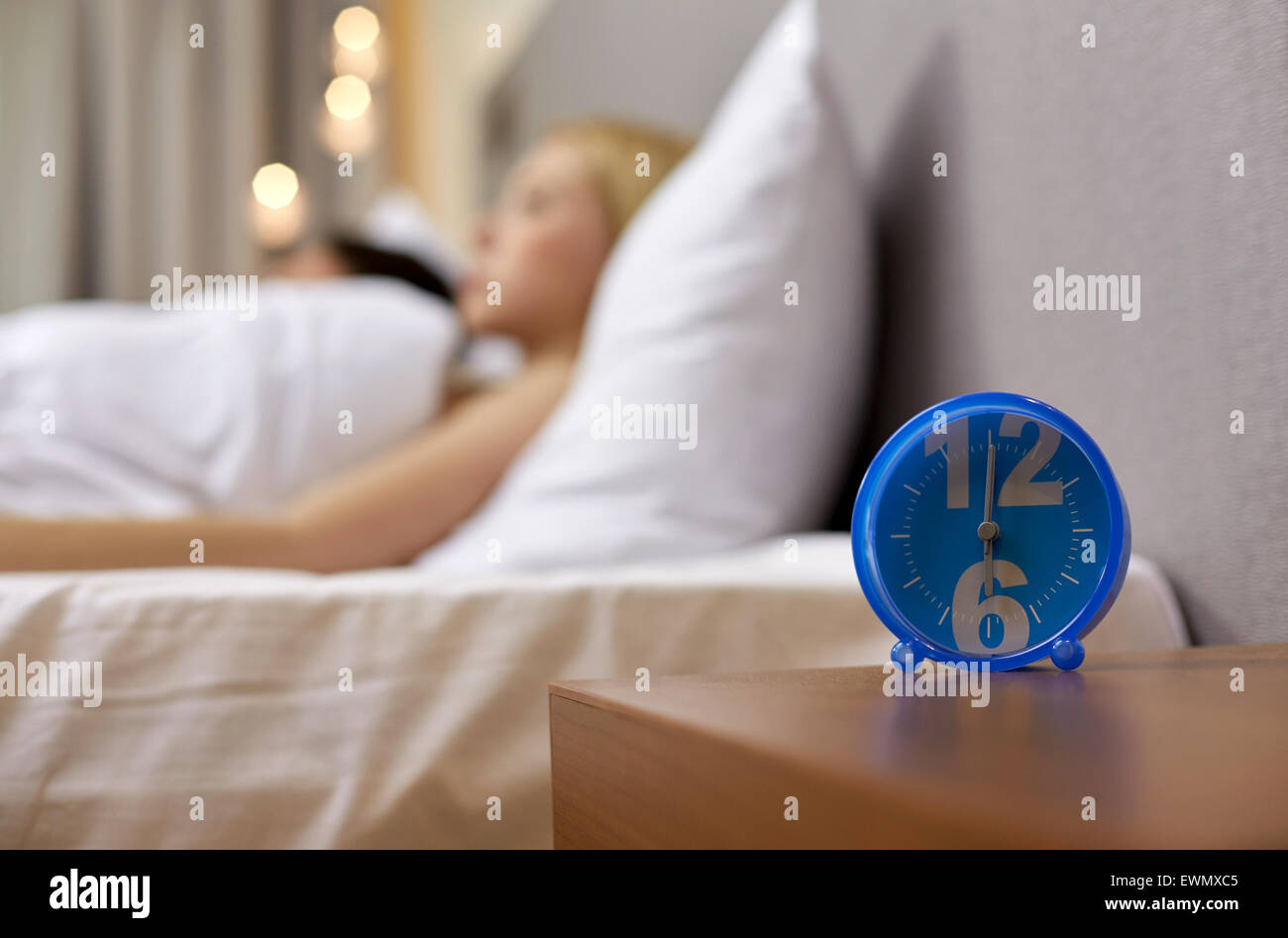 close up of alarm clock in bedroom Stock Photo Alamy