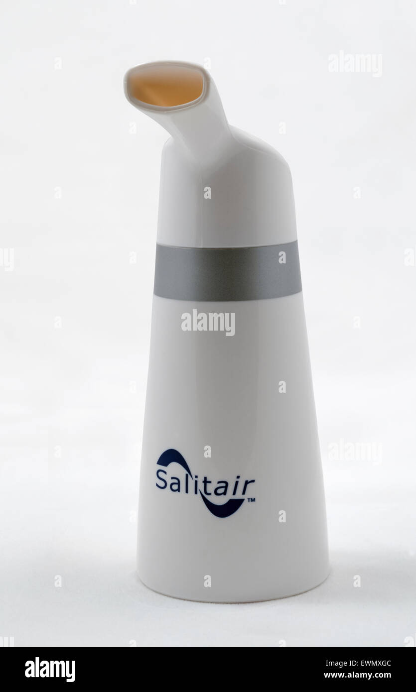 Saltair Salt Pipe. Inhaler device which uses salt therapy to improve respiration Stock Photo