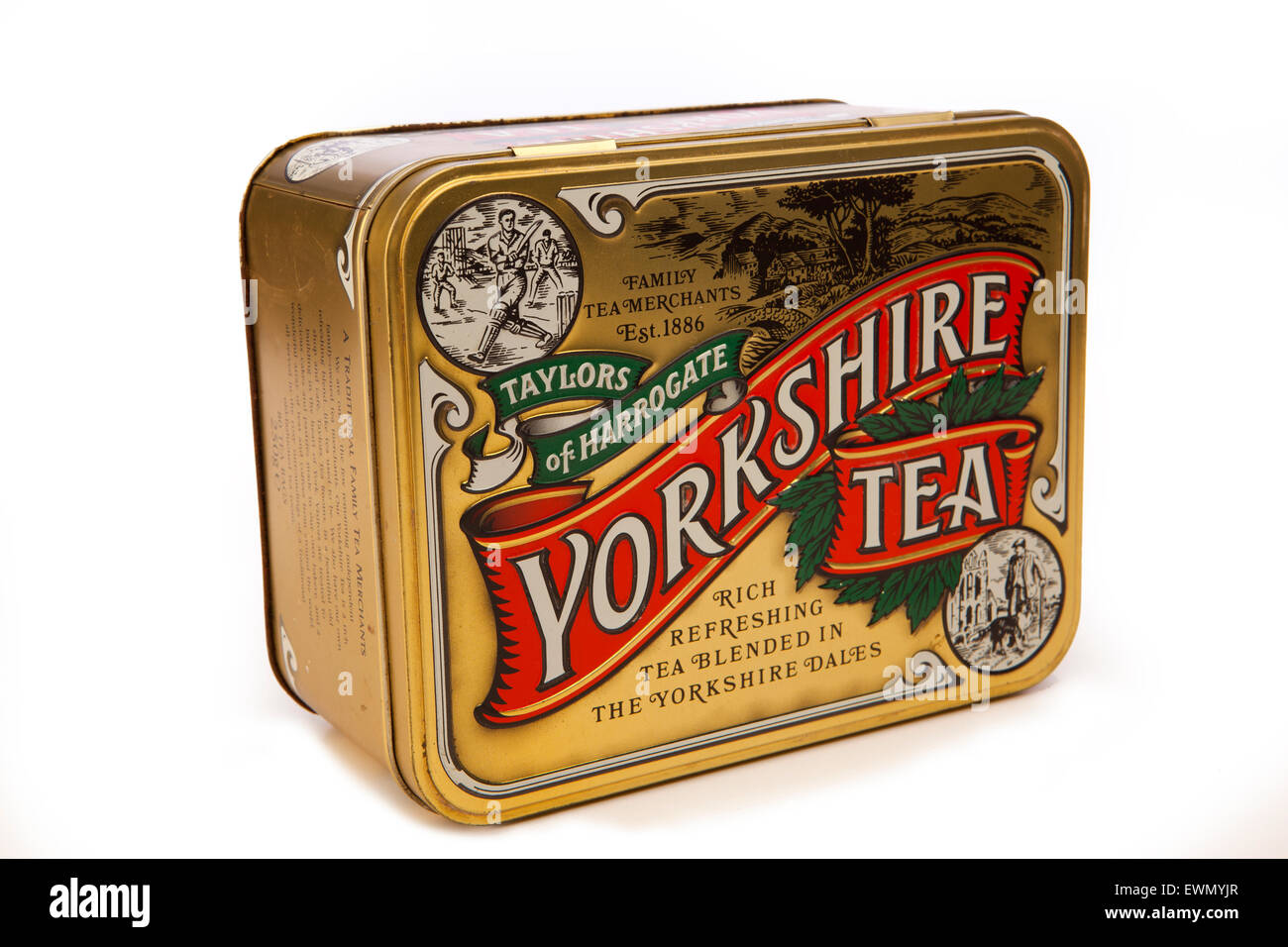 tins, Taylors of Harrogate gold Yorkshire Tea tin, caddy Stock Photo
