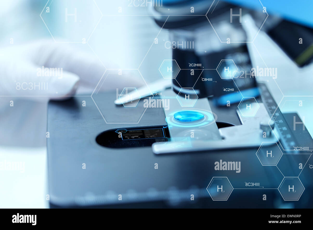 close up of scientist hand with test sample in lab Stock Photo - Alamy