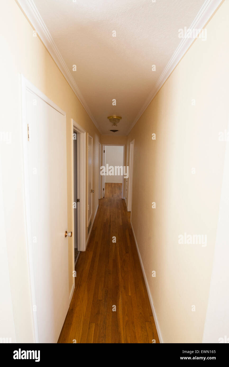 A Hallway in a Ranch style house in Modesto California USA Stock Photo