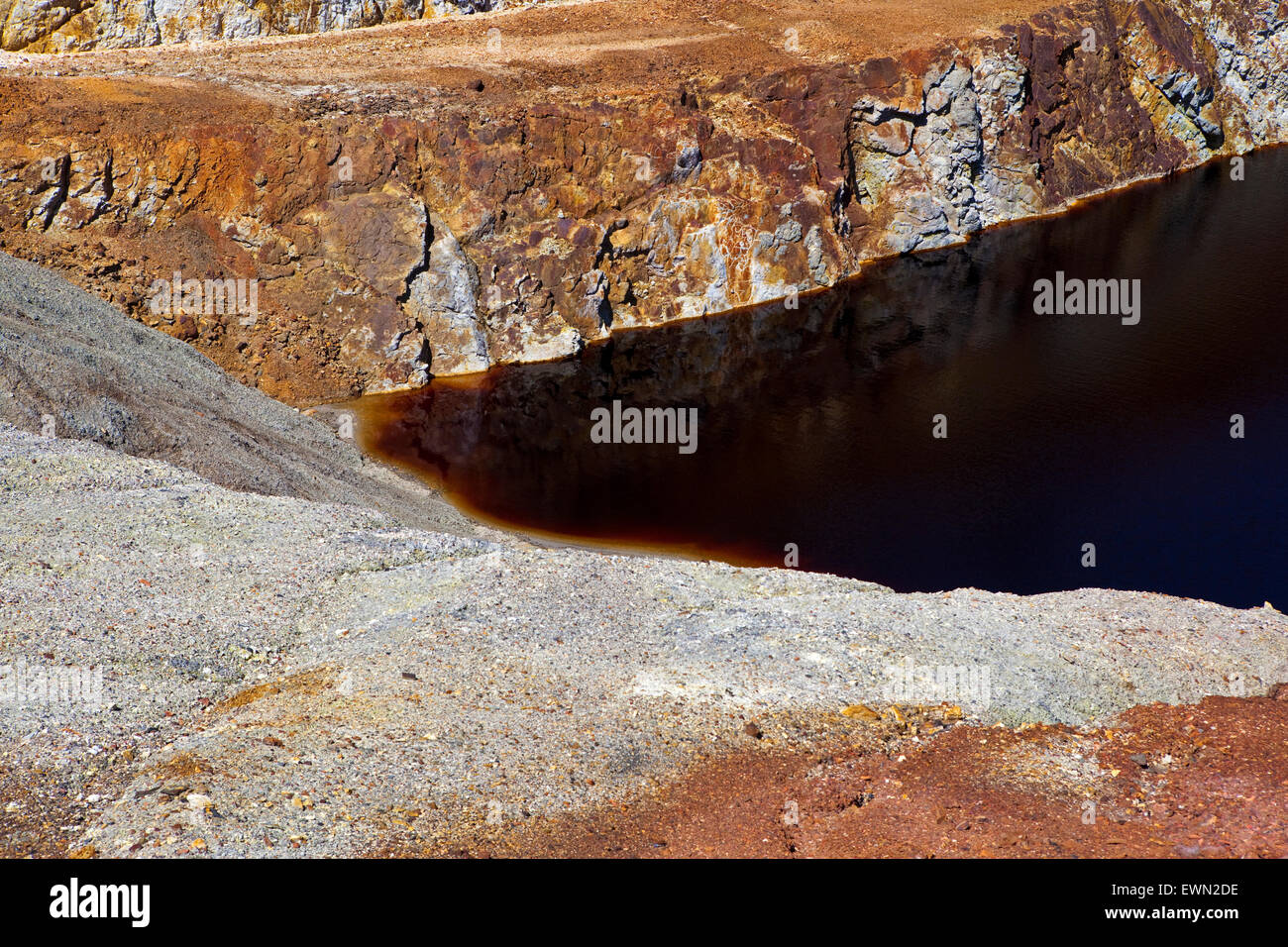 Abandoned open-pit copper mine Mina de São Domingos / San Domingo Mine near Mertola, Beja District, Alentejo, Portugal Stock Photo
