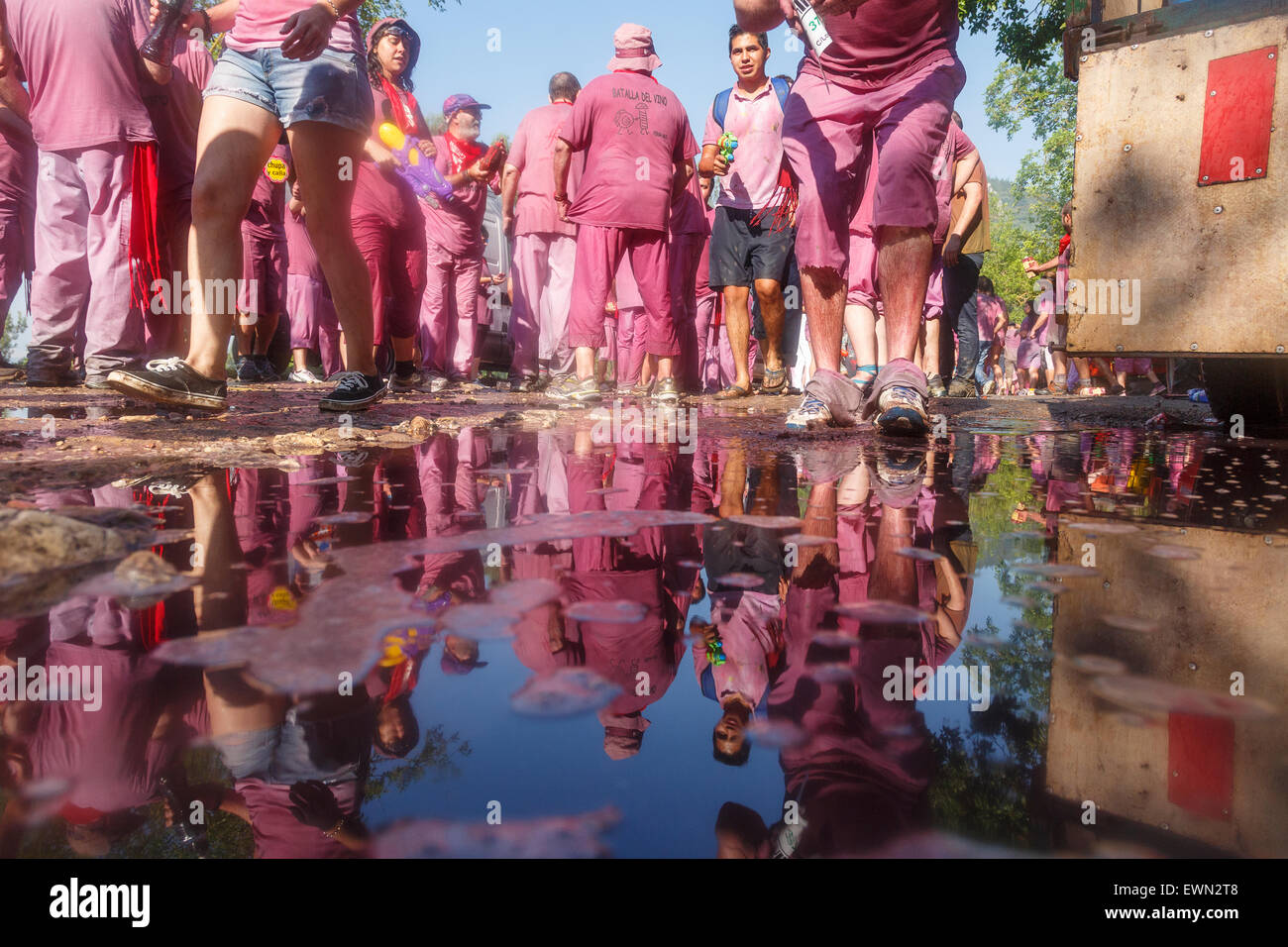 There are puddles everywhere wine. Battle of wine festival. Haro. La