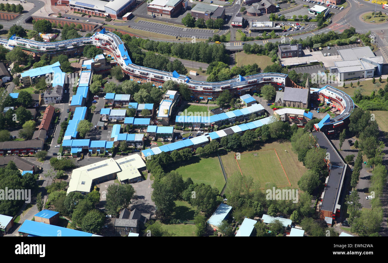 aerial view of council housing at Byker, Newcastle upon Tyne, UK Stock