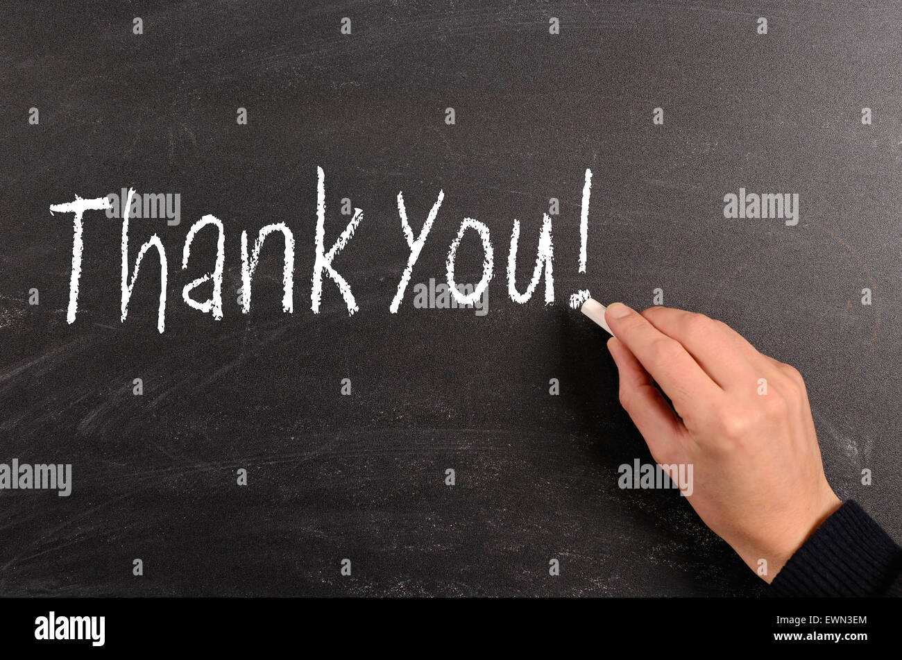 Hand writing with chalk Thank You! on a blackboard Stock Photo - Alamy