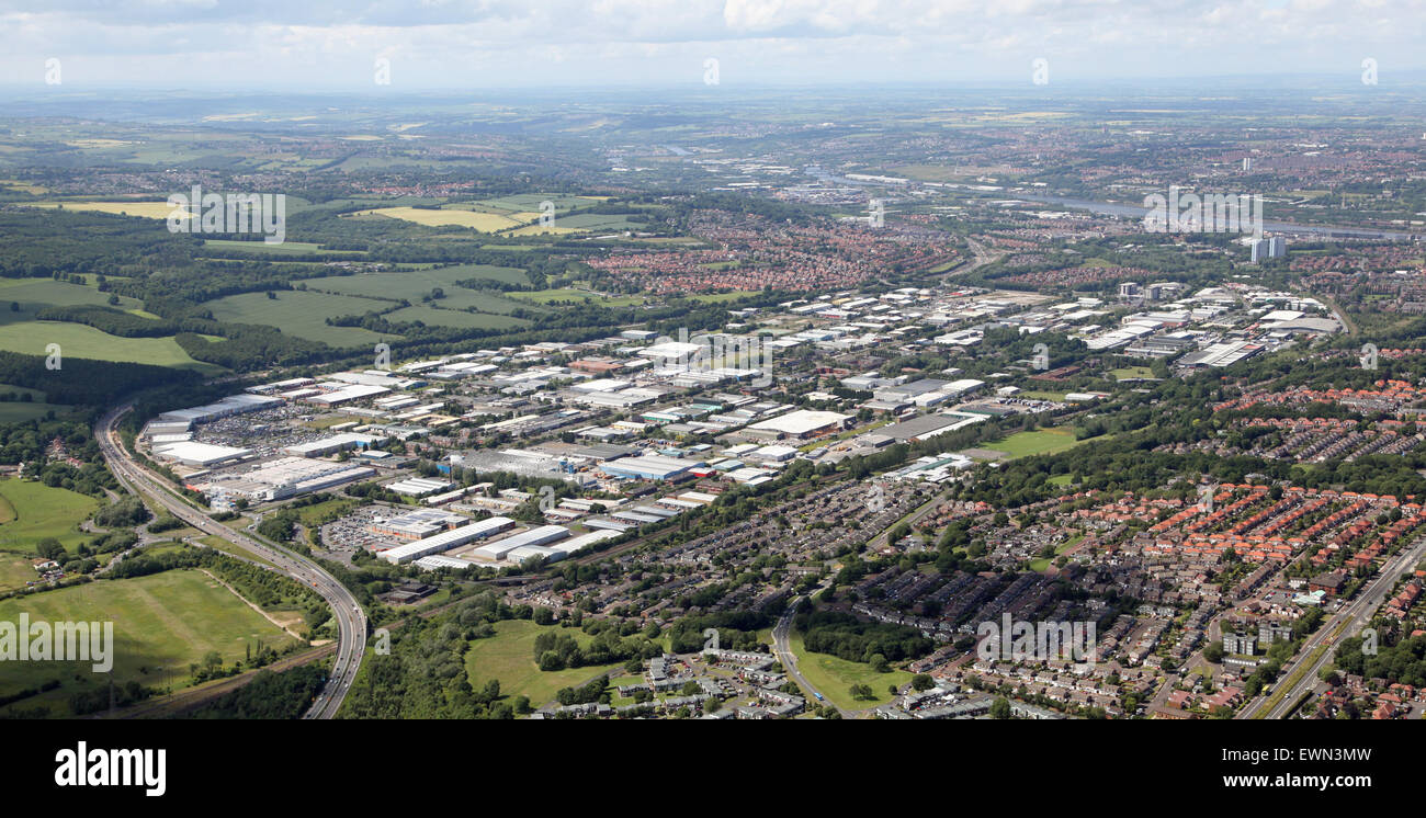 aerial view of Team Valley in Gateshead near Newcastle upon Tyne, UK