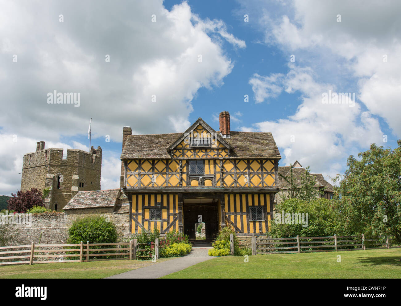 Stokesay Castle gatehouse, Shropshire, in the care of English Heritage Stock Photo