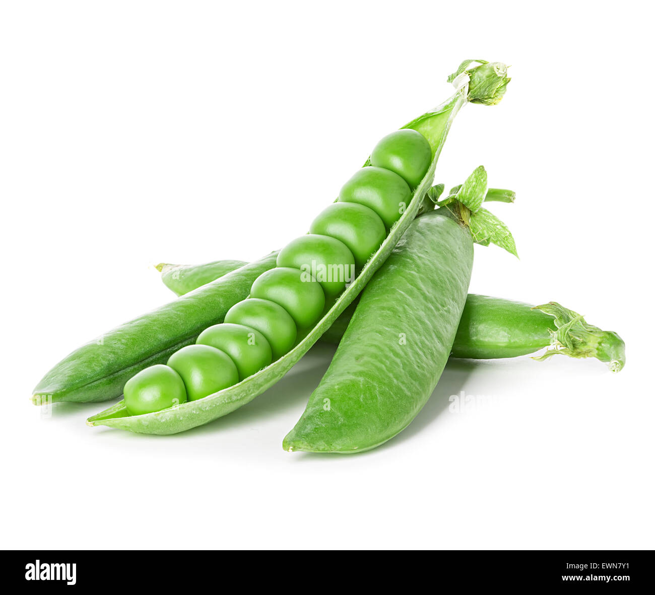 Fresh green peas pods isolated on white background Stock Photo - Alamy