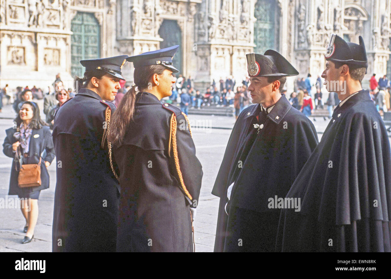 TWO POLICE TYPES AT THE DUOMO MILAN ITALY Stock Photo