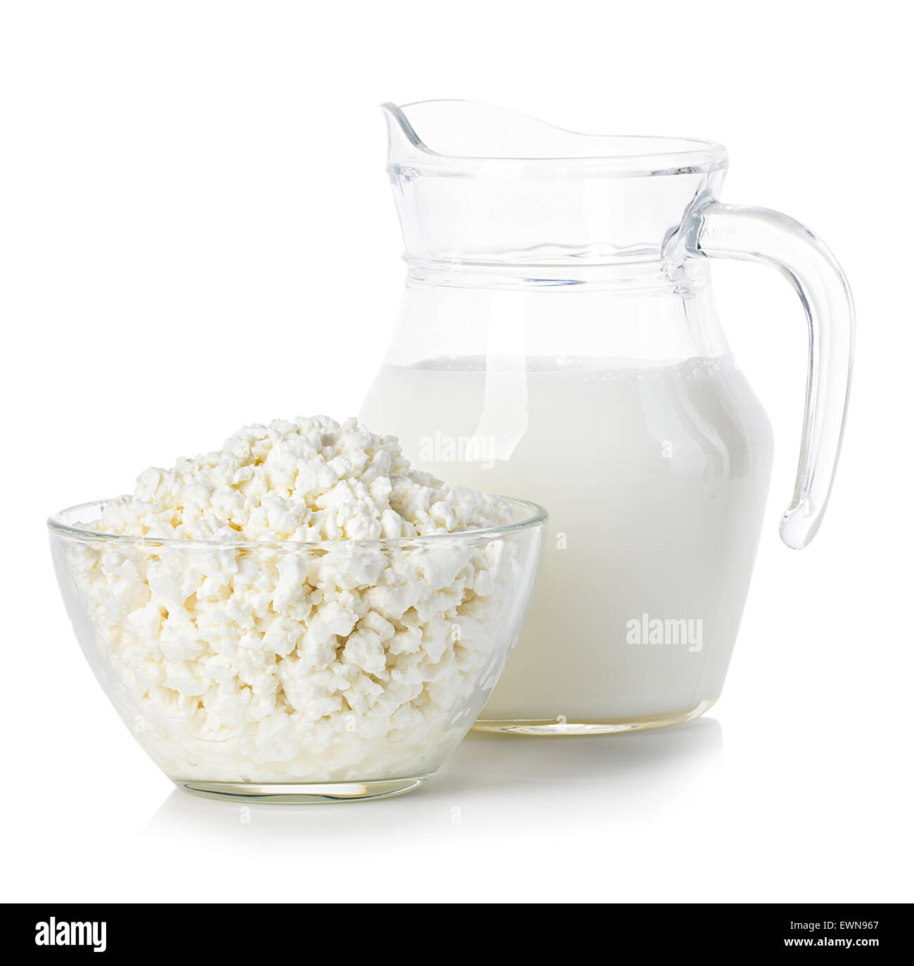 Cottage cheese, milk jug Stock Photo